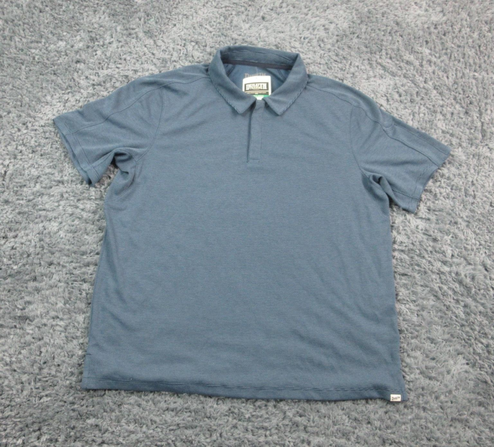 Duluth Trading Shirt Mens Large Blue Knuckledown Polo UPF 50 Antimicrobial NWT